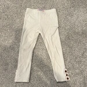 SweetHoney Cream Kids Leggings with Button Detail